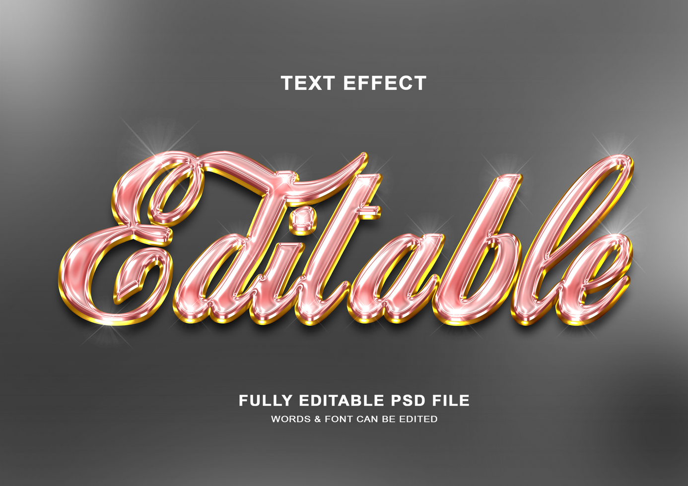 Editable 3d Rose Golden Text Style Effect psd