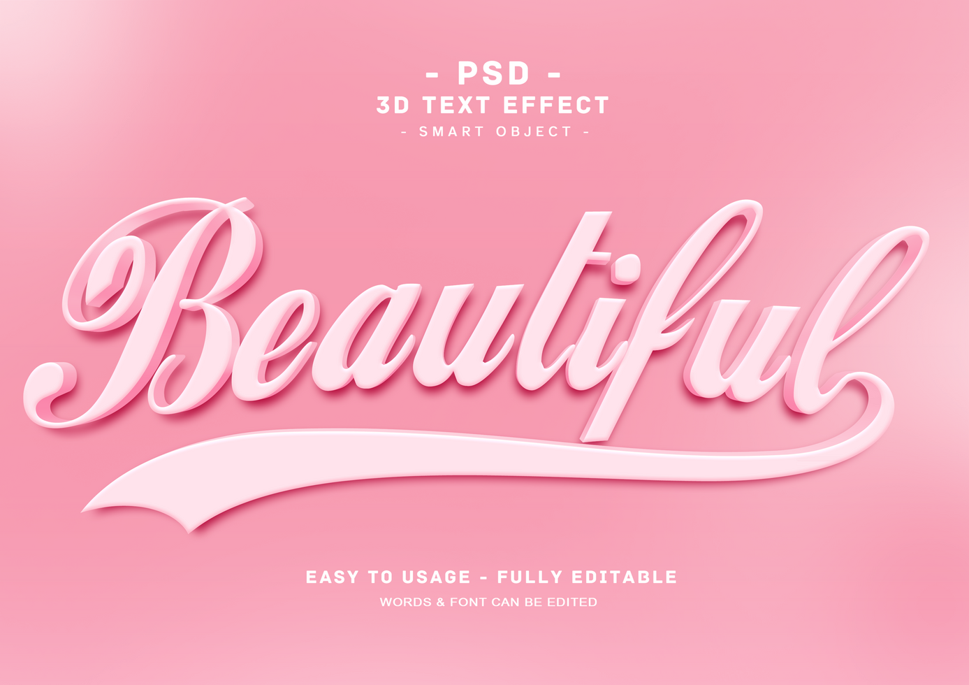 Beautiful 3d Pink Text Style Effect psd