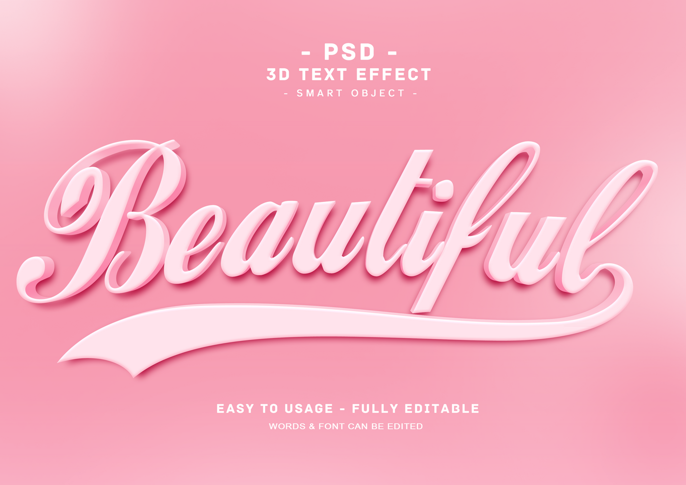 lindo 3d Rosa texto estilo efeito psd