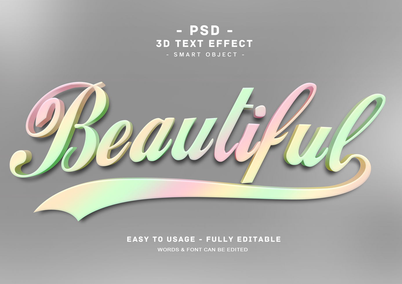 Beautiful 3d Colors Text Style Effect psd