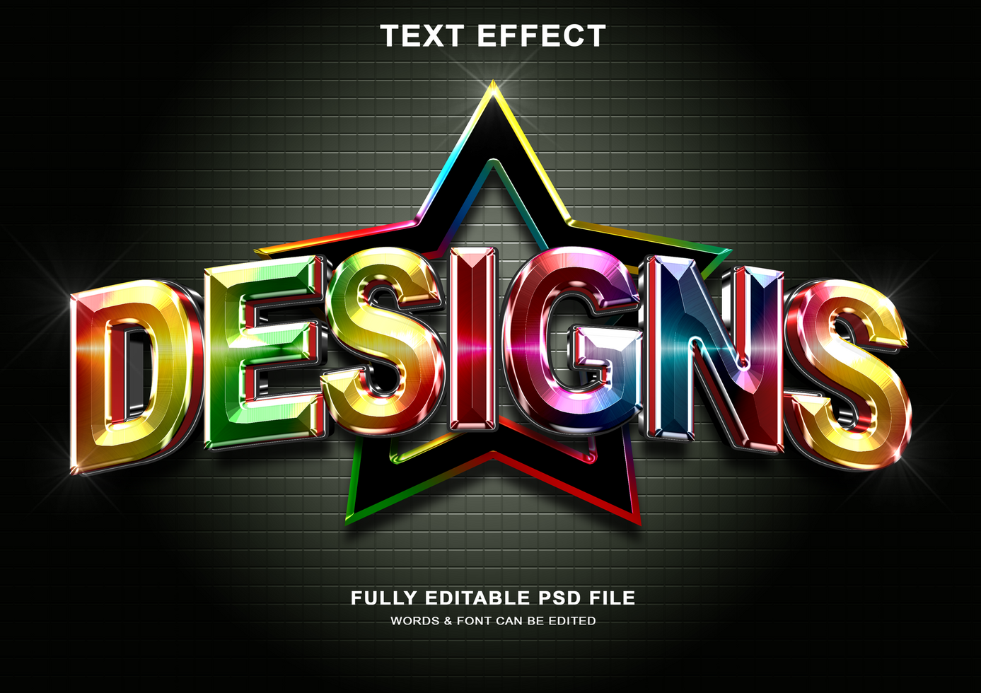 Designs 3d Colors Text Style Effect psd