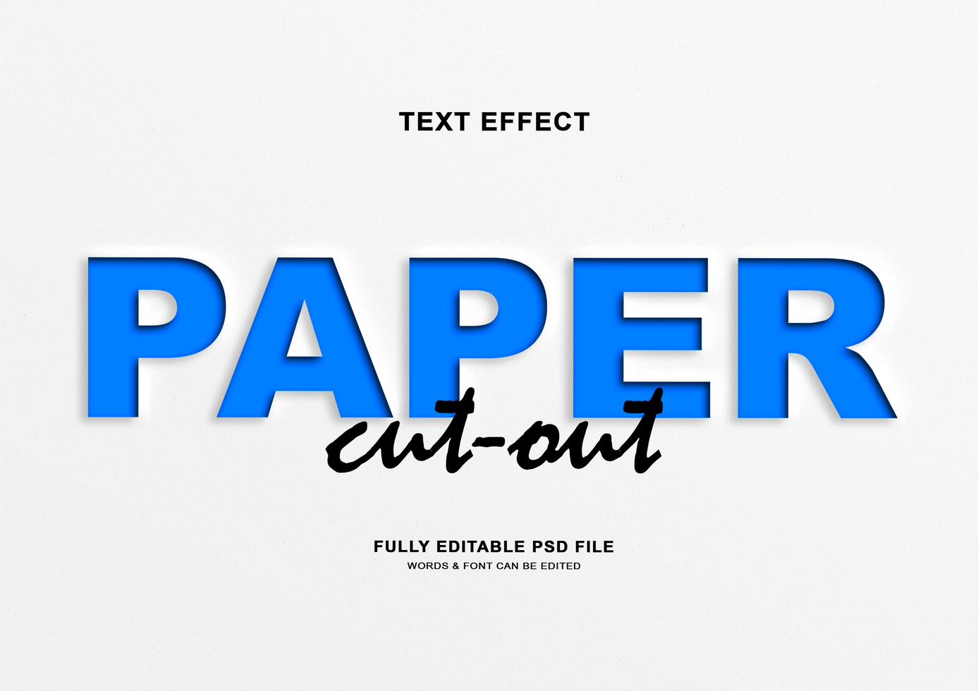 Editable Paper Cutout Text Style Effect psd