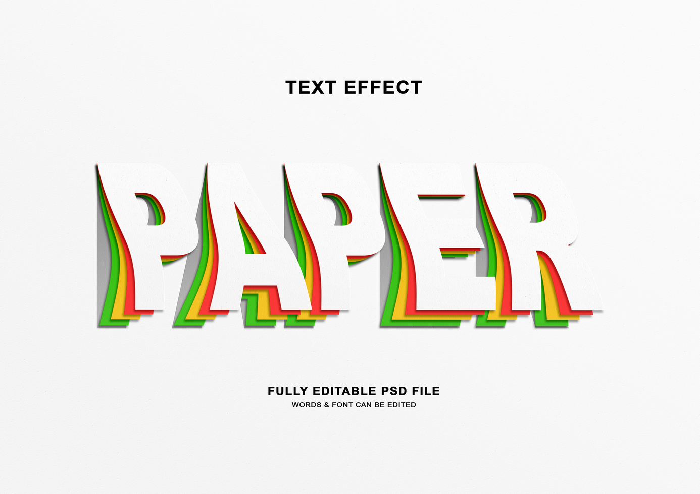 Editable Paper Cutout text Style Effect psd