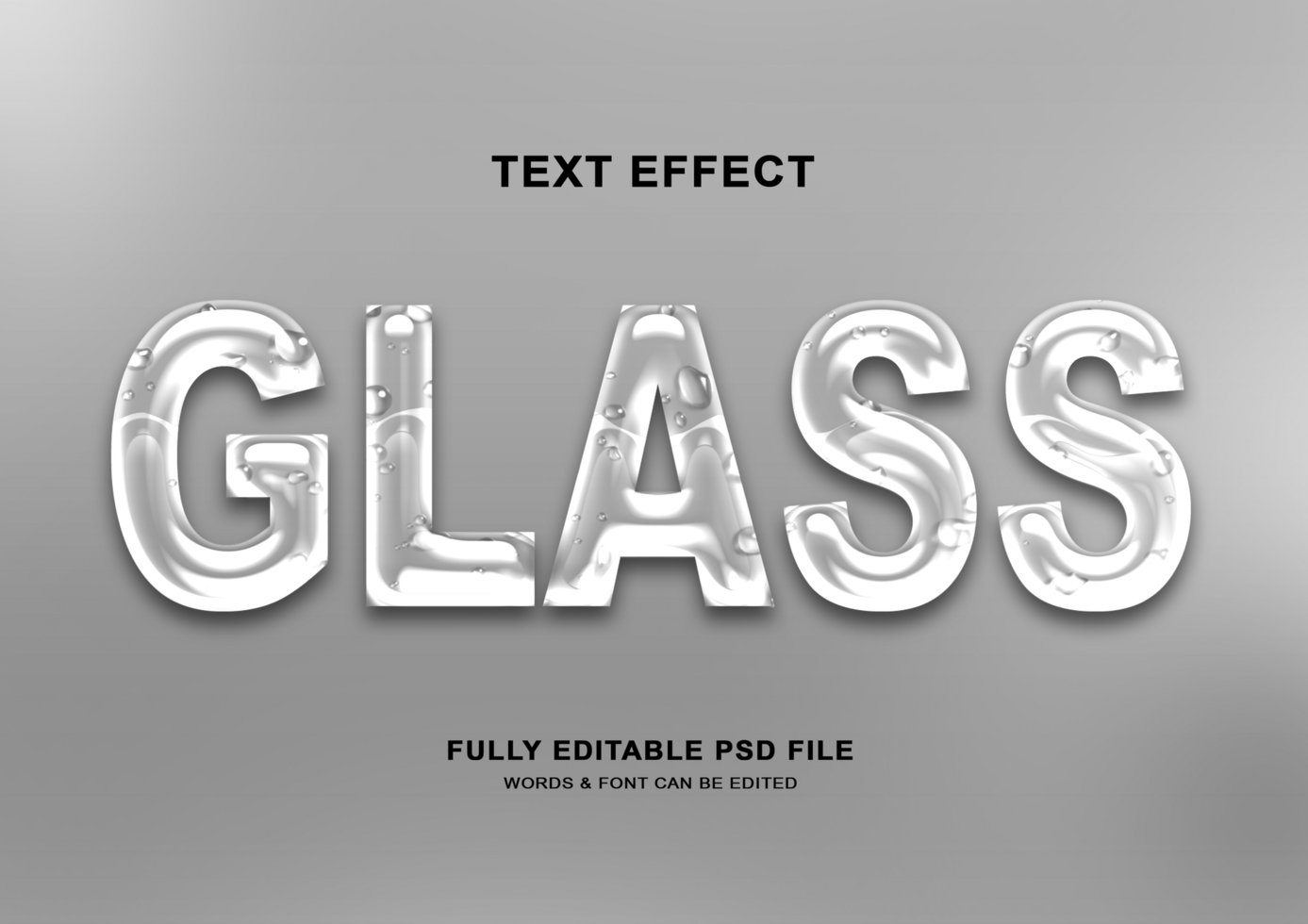 Editable Gray Juice in Glass Text Effect psd
