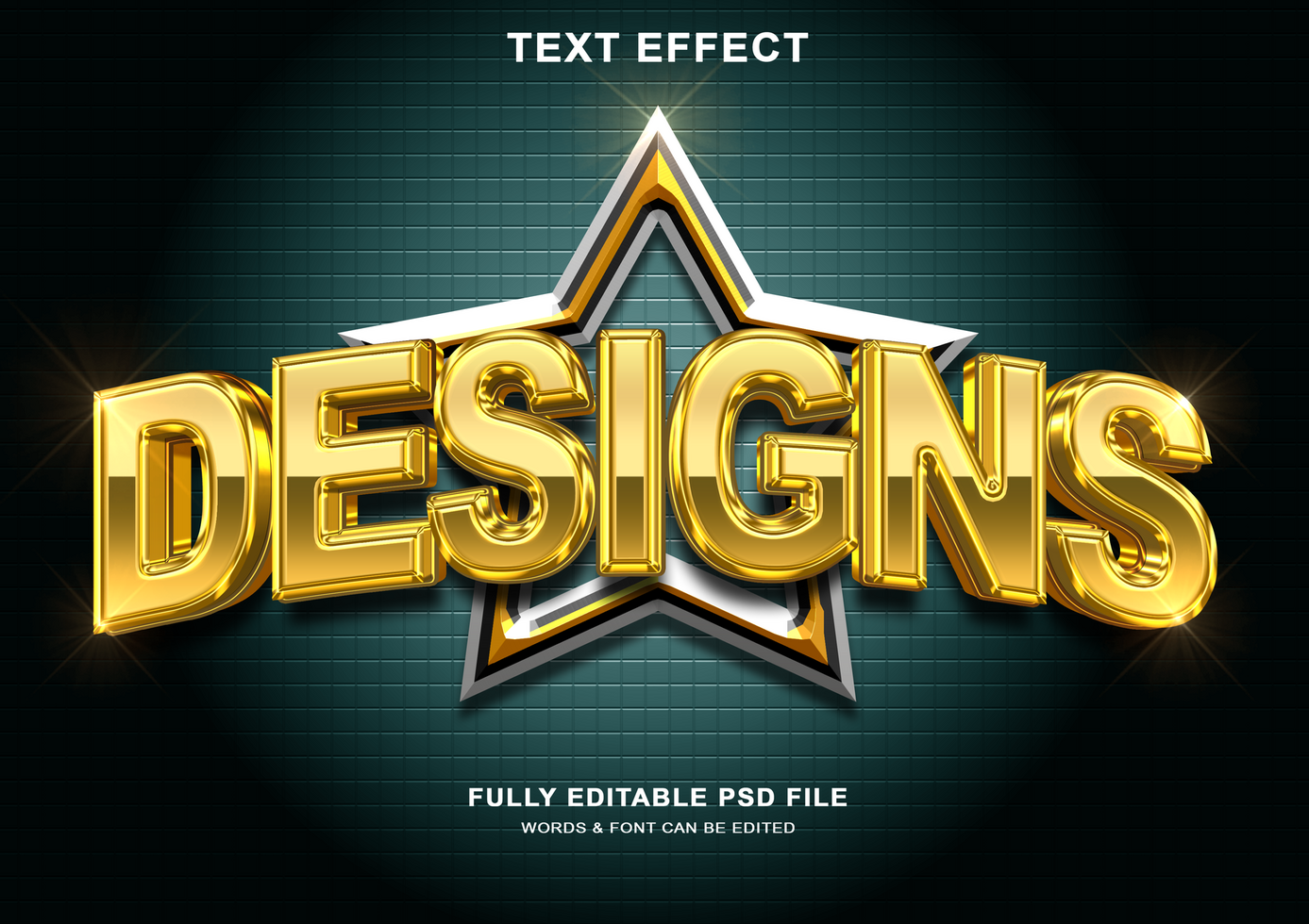 Design 3d Golden Text Effect psd