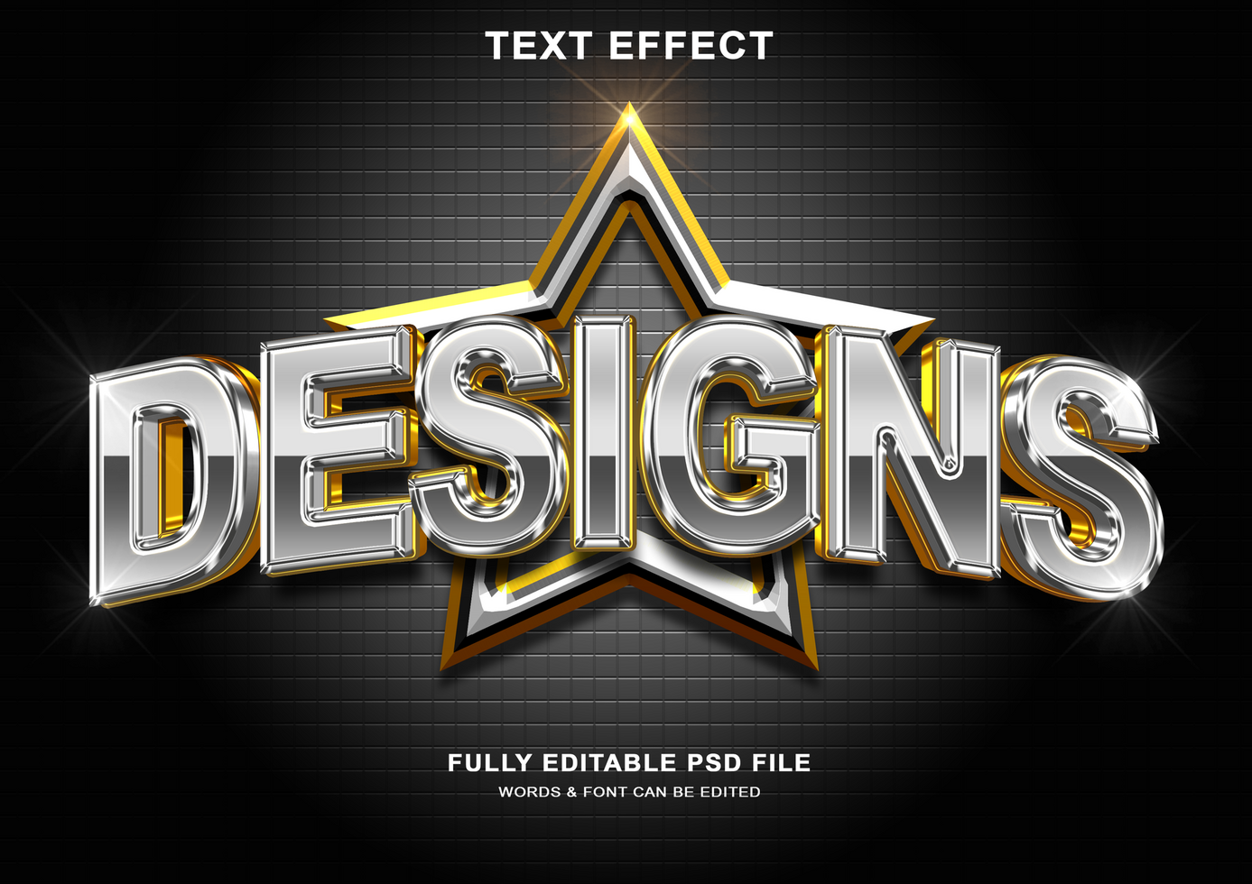 Designs 3d Silver Text Style Effect psd