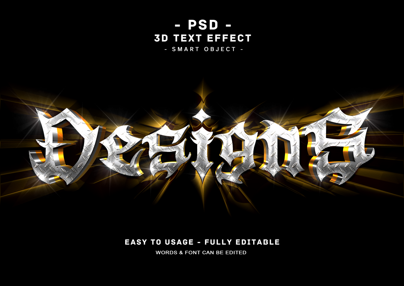 Designs 3d Silver Text Style Effect psd