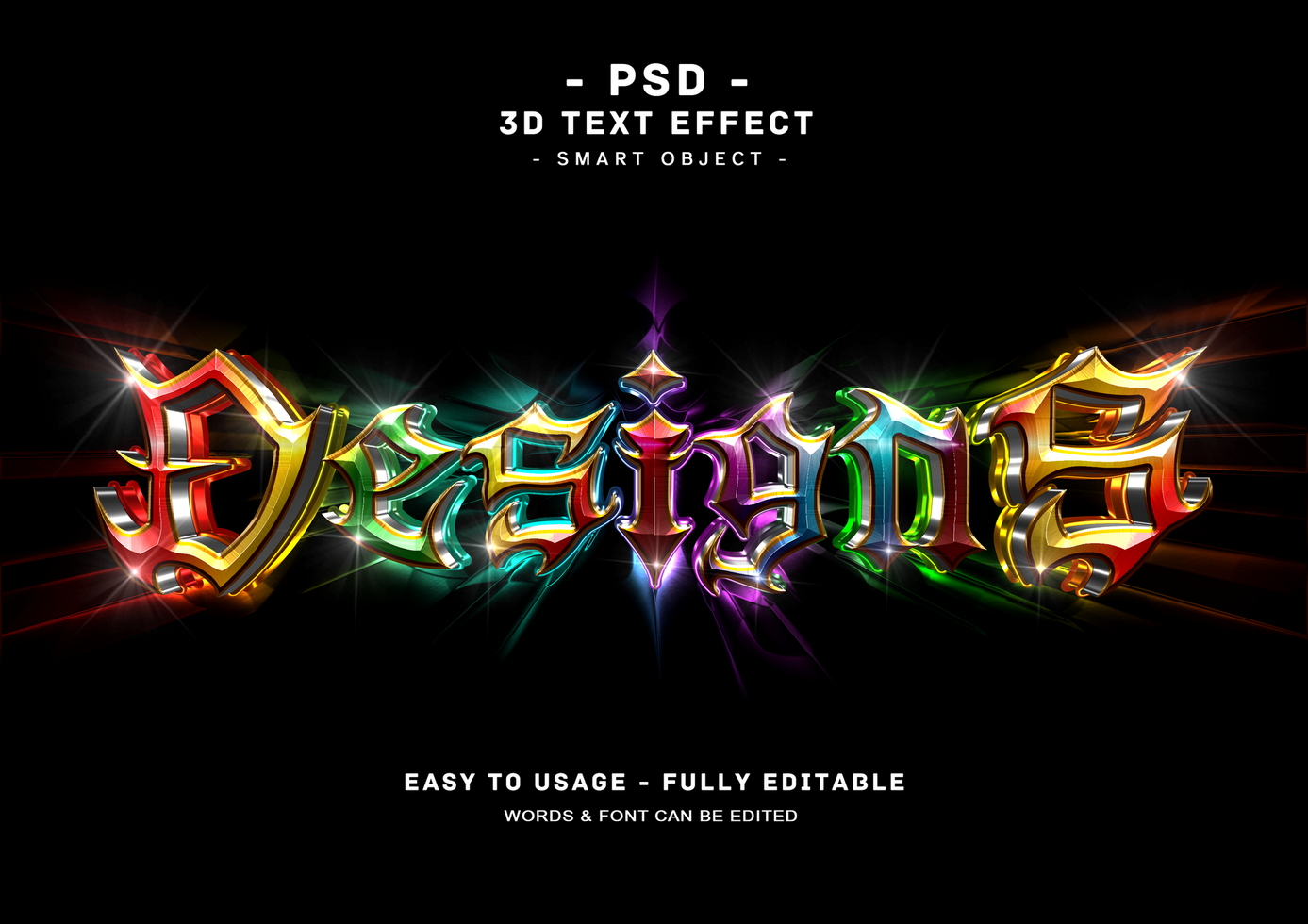 Designs 3d Colors Text Effect psd