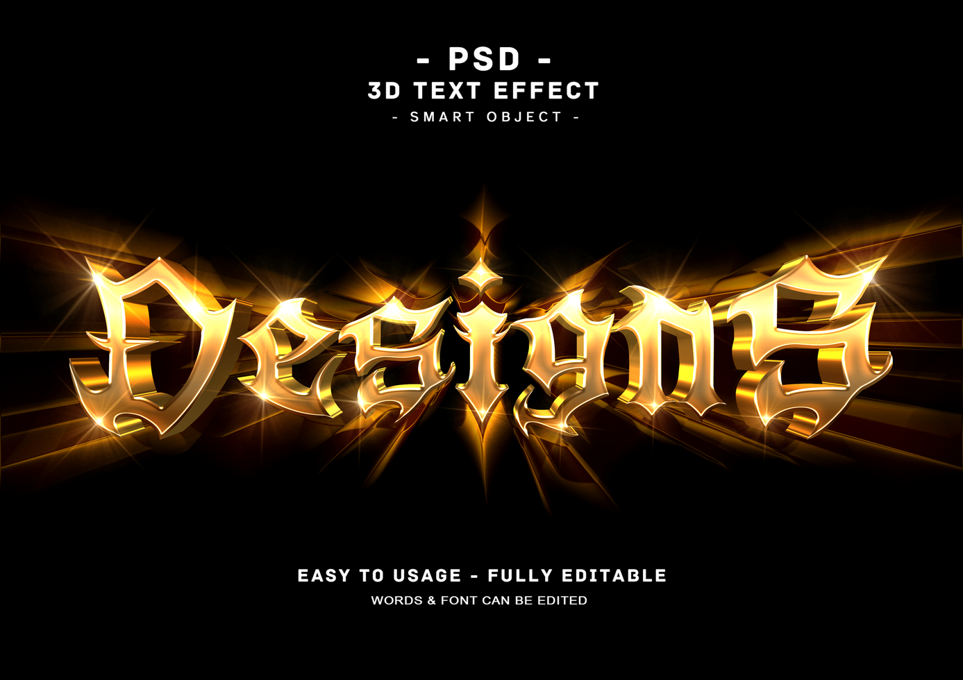 Designs 3d Golden Text Style Effect psd