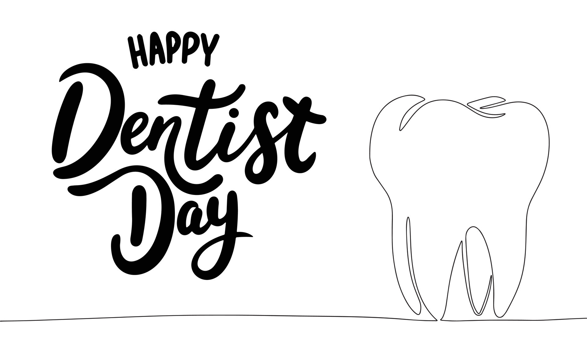Happy Dentist Day text banner. Handwriting text Dentist Day with line