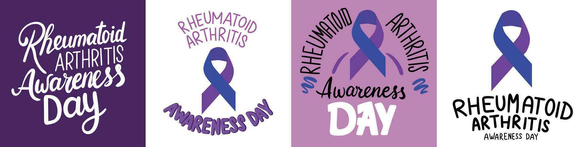 Collection of Rheumatoid Arthritis Awareness Day text banner. Handwriting text Collection of Rheumatoid Arthritis Awareness Day. Hand drawn vector art