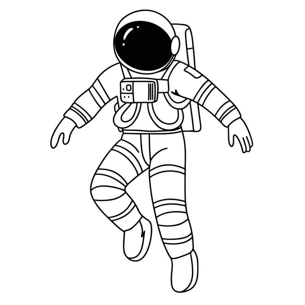 Hand drawn doodle astronaut. Outline astronaut isolated on white background. Hand drawn vector art.