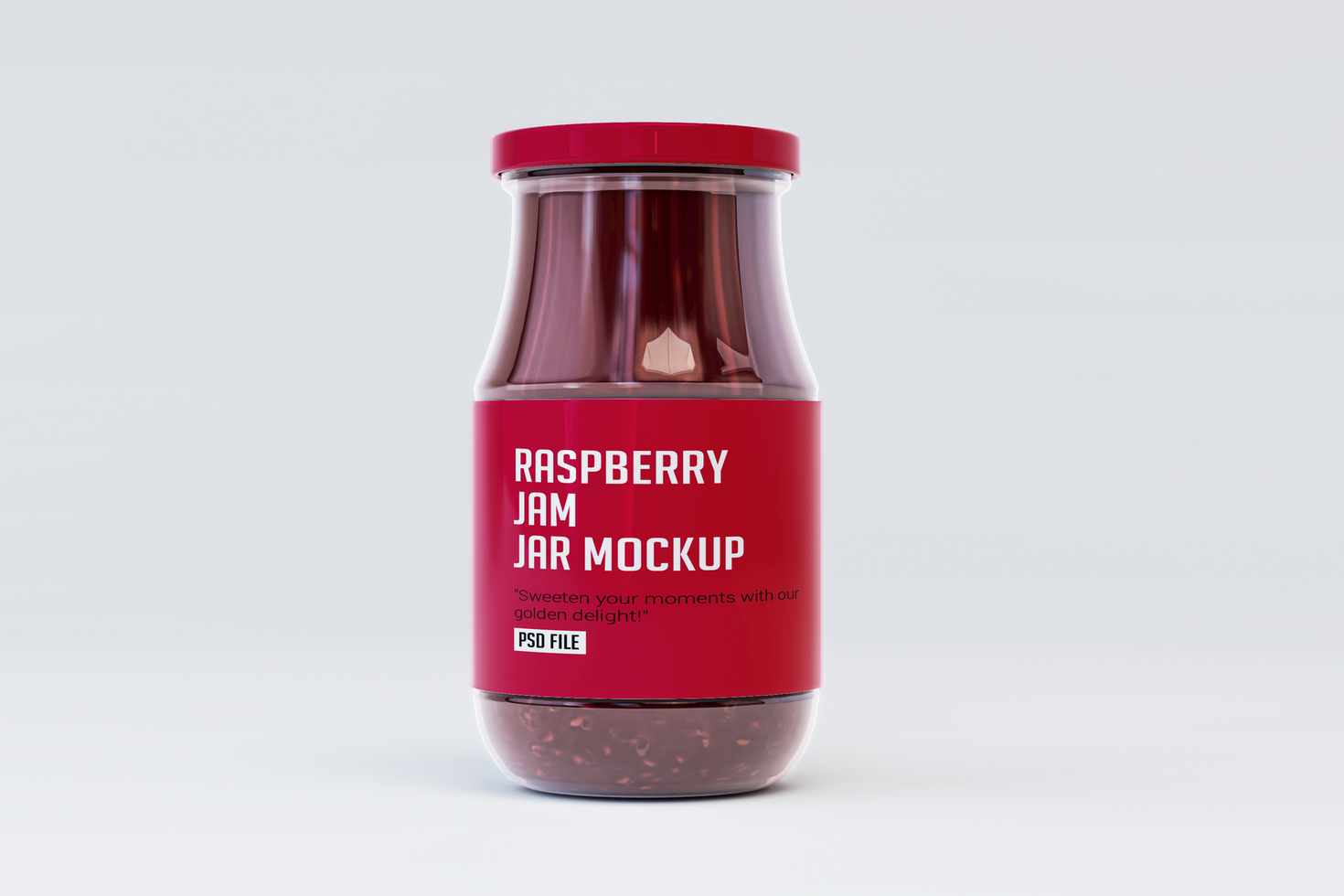 Raspberry jam jar mockup psd