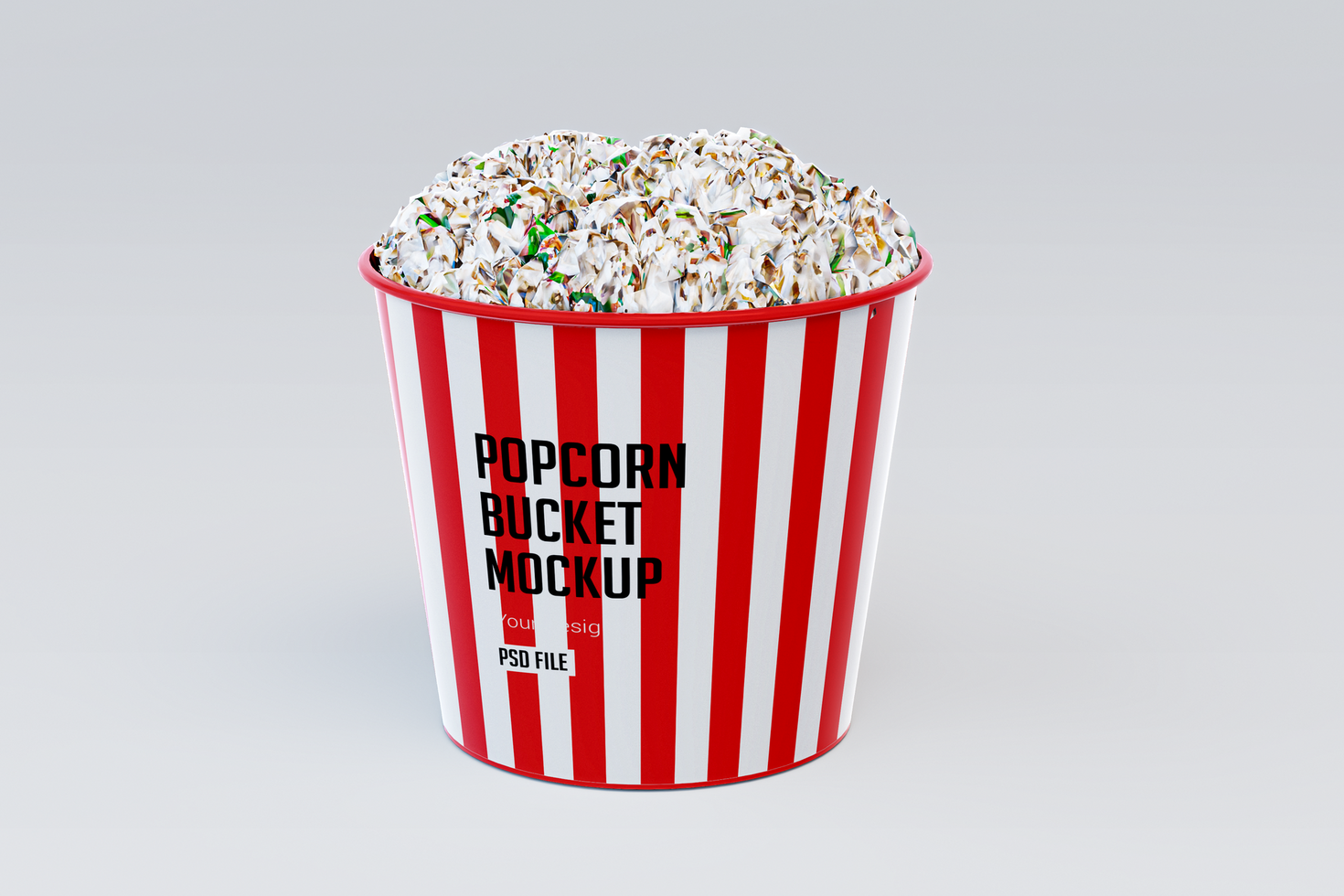 Popcorn bucket mockup design psd