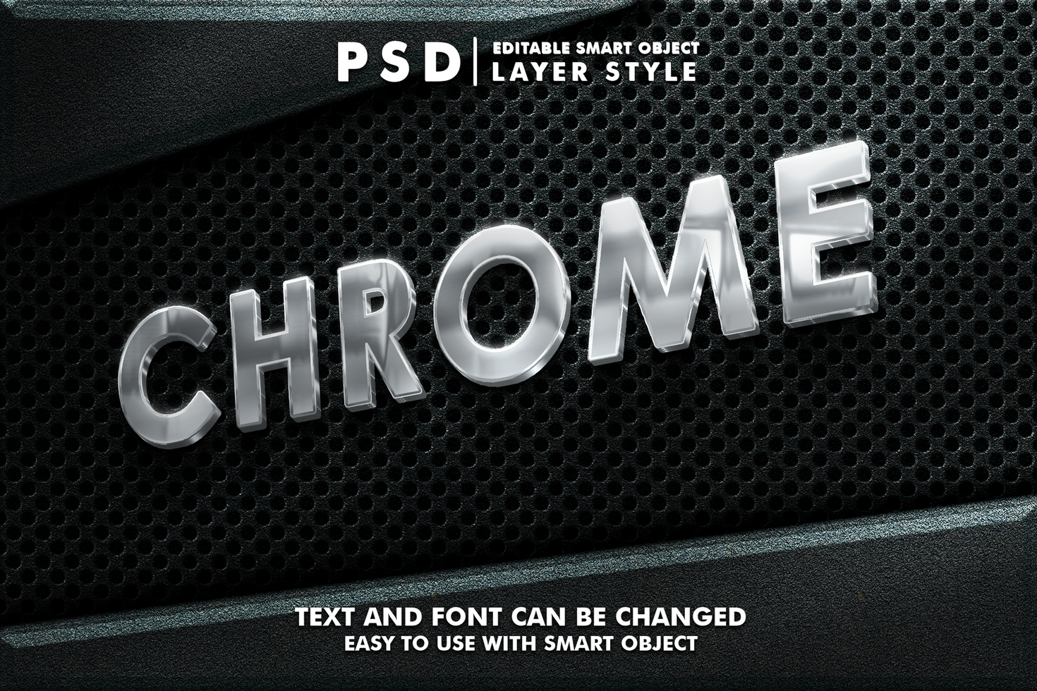 Chrome 3d realistic psd text effect