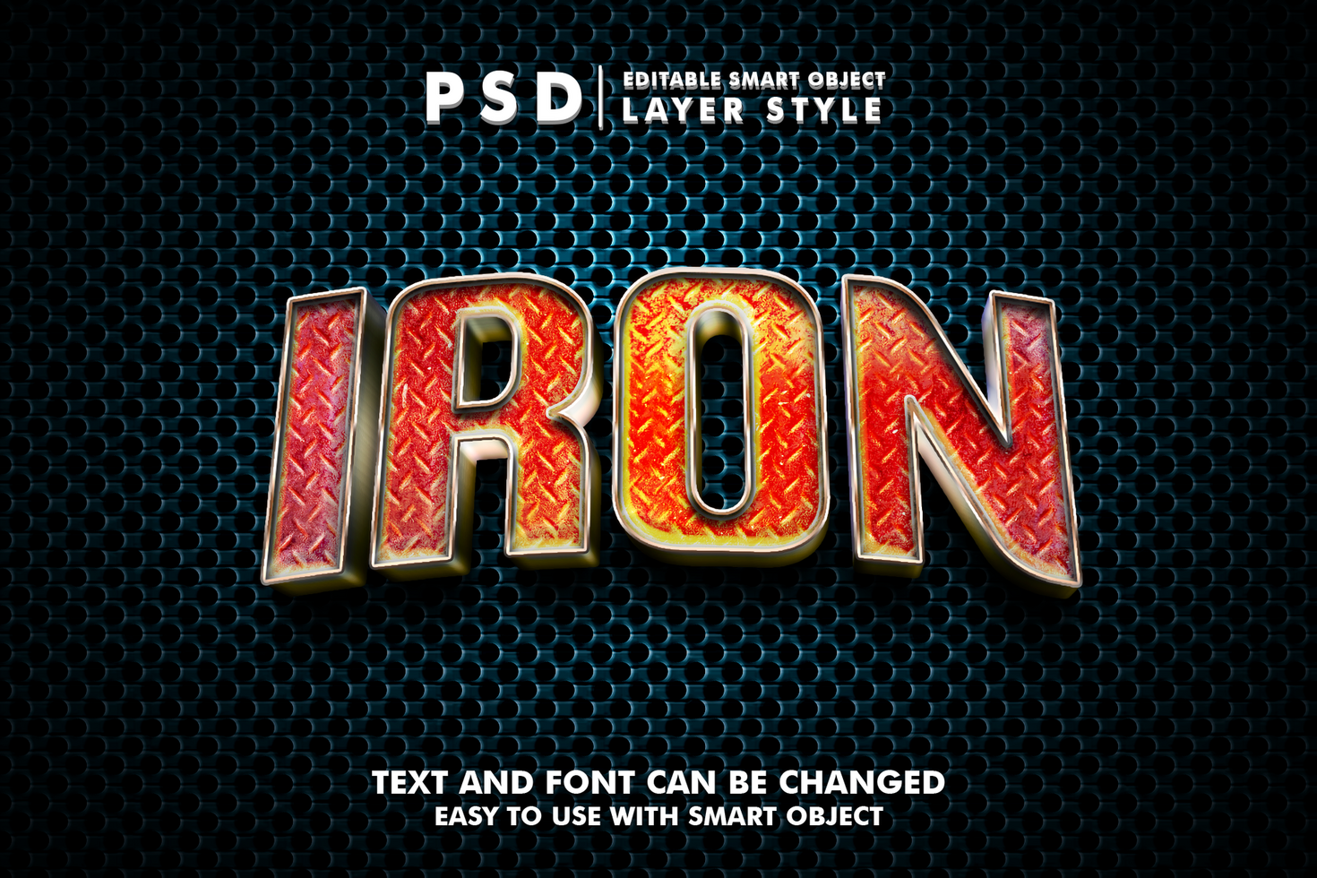 iron 3d realistic text effect premium psd with smart object