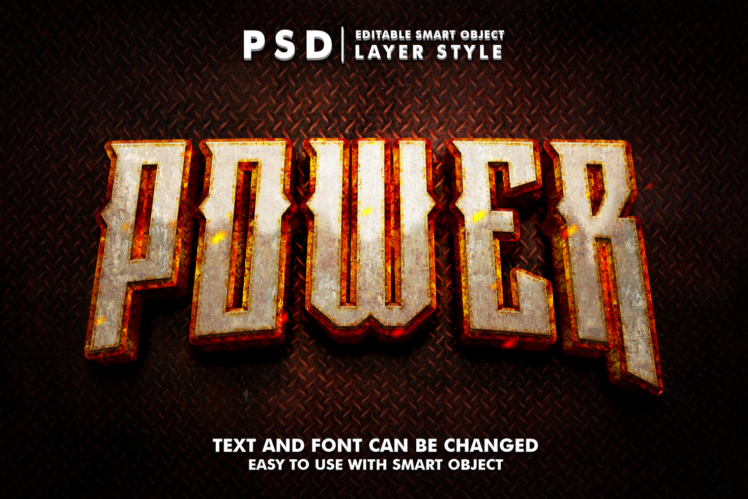 power 3d realistic text effect premium psd with smart object