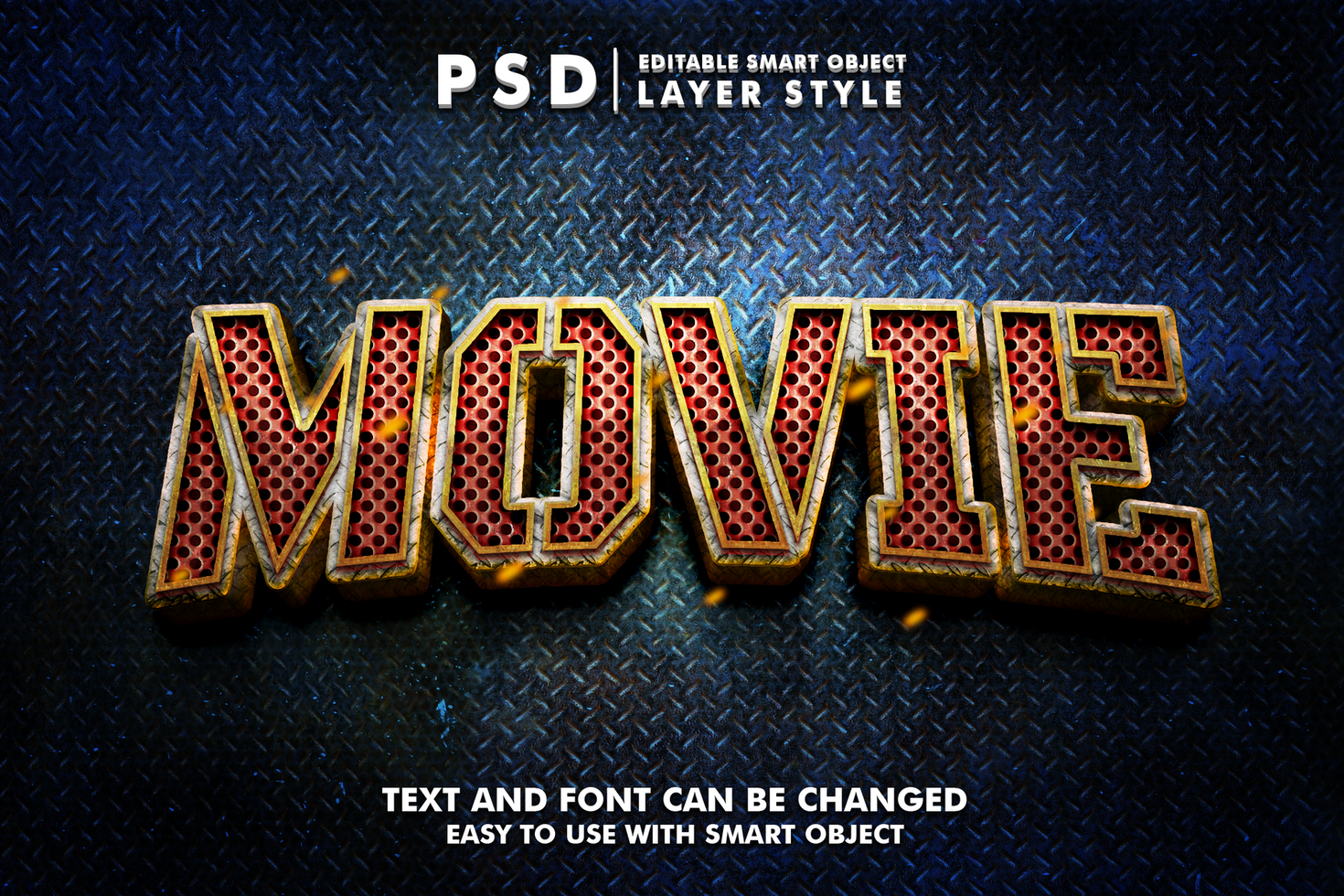 movie realistic 3d text effect premium psd with smart object