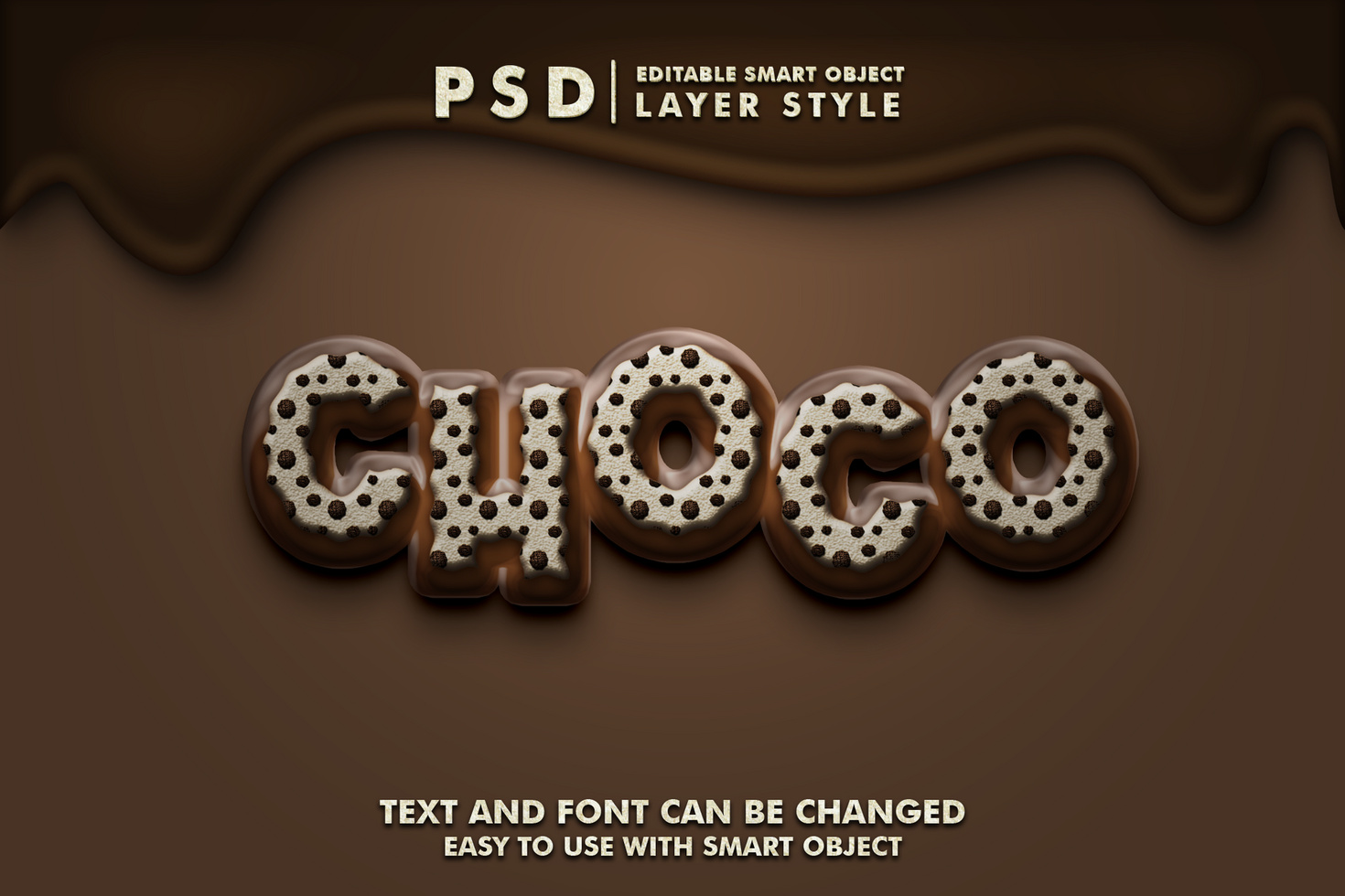 choco 3d realistic text effect premium psd
