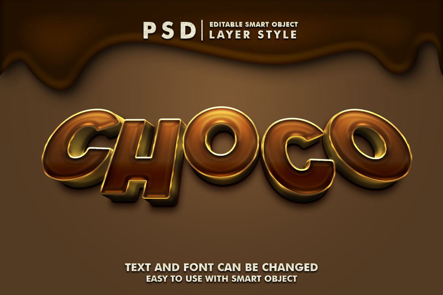 choco 3d realistisk text effekt premie psd