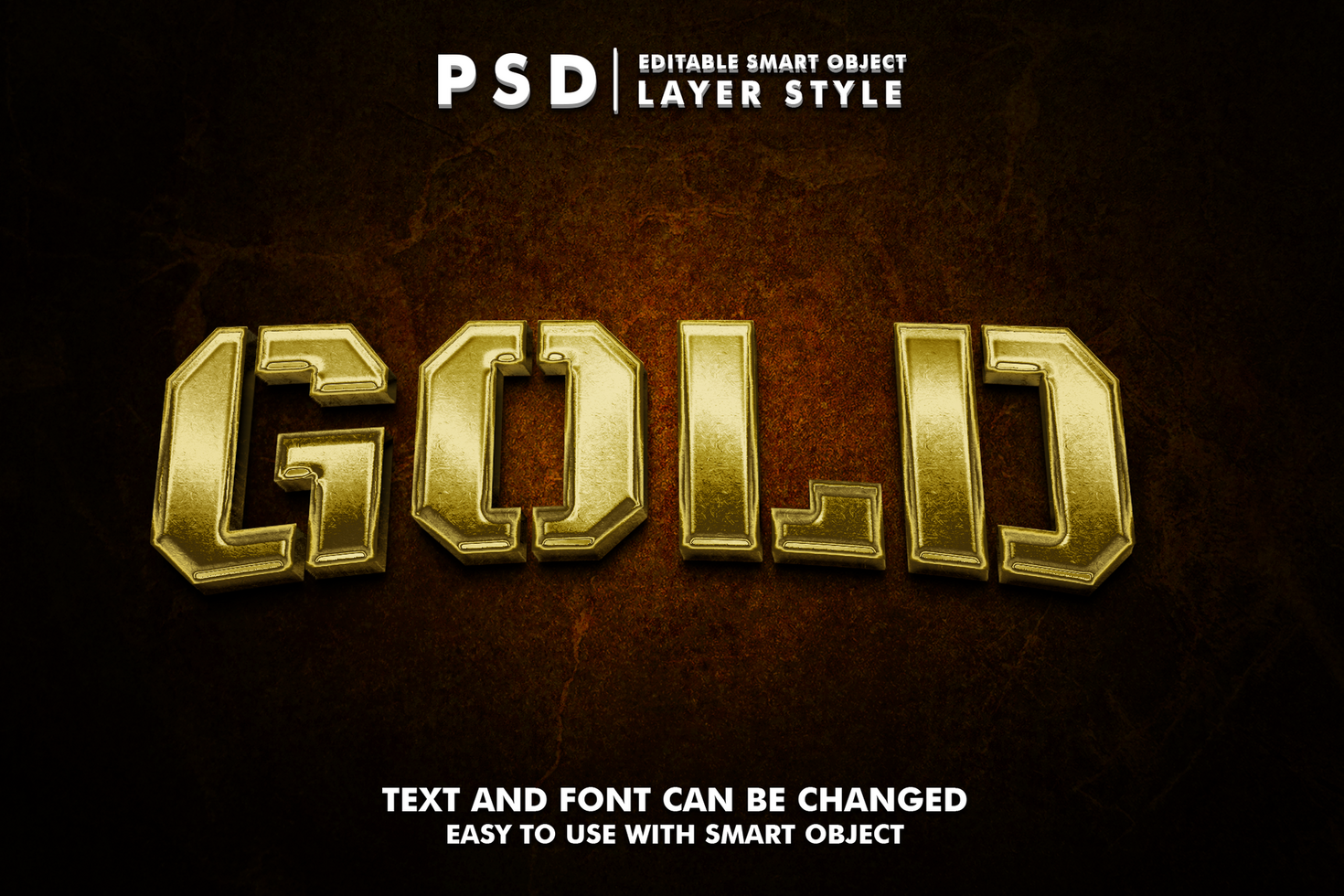 gold 3d realistic text effect premium psd with smart object