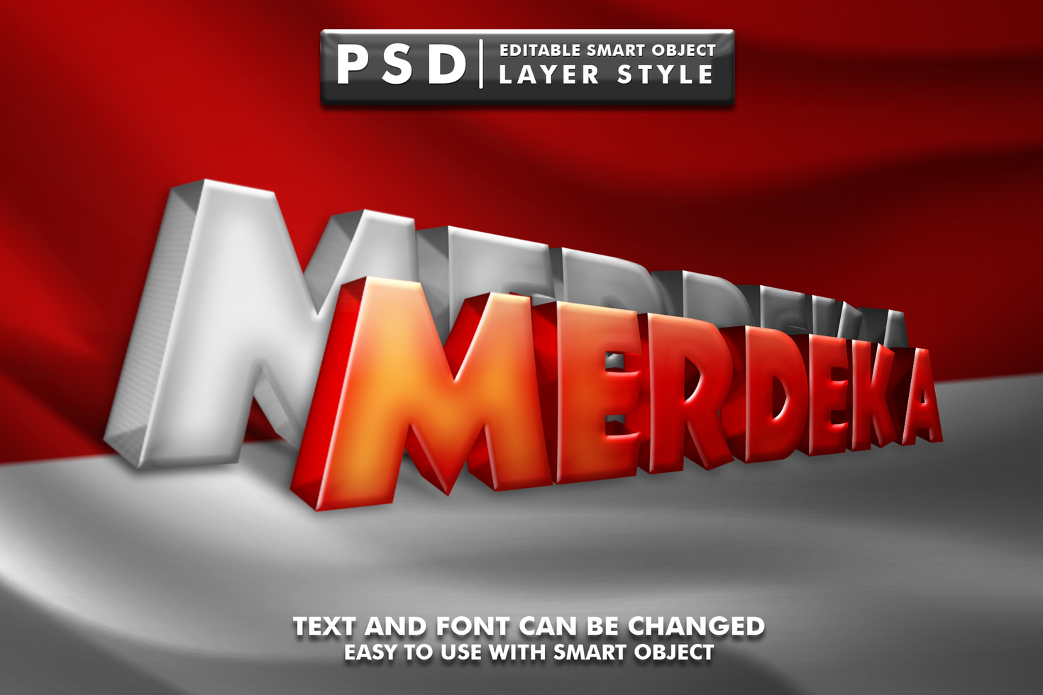 Indonesia Independence Day Editable Text Effect psd