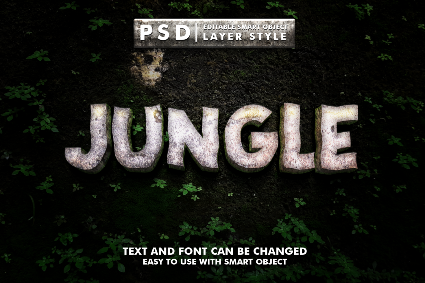 jungle 3d realistic text effect premium psd