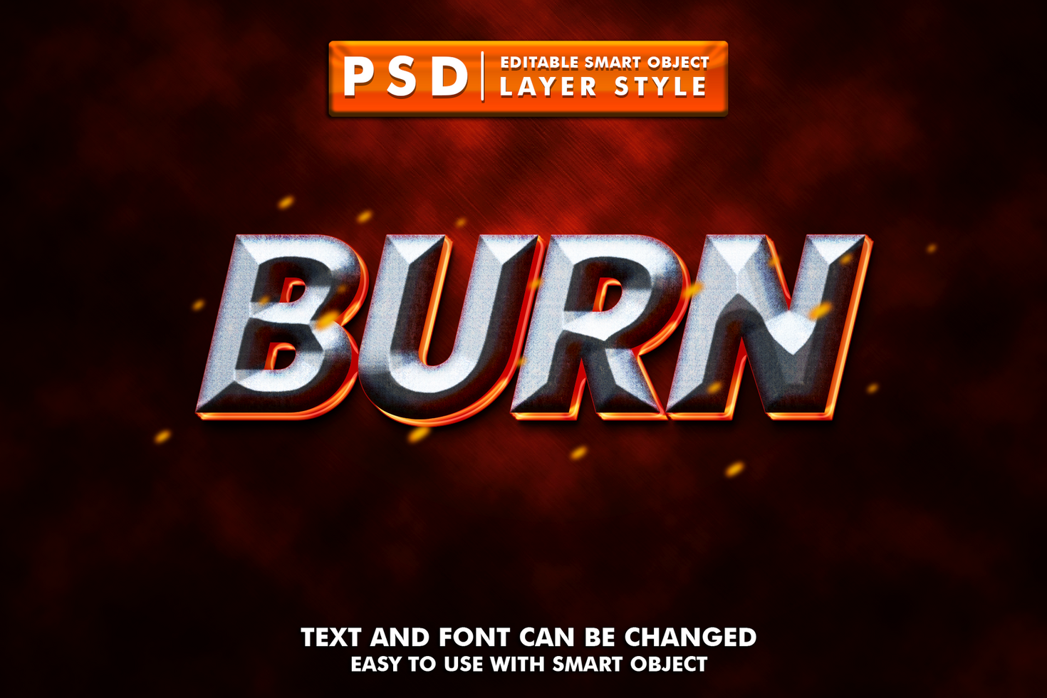 Burn Editable Text Effect psd