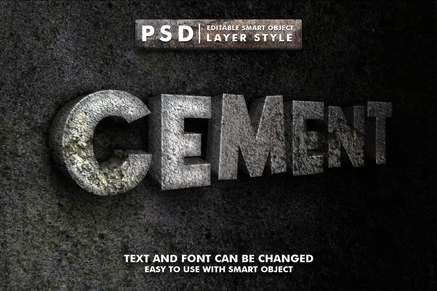 cement 3d realistic text effect premium psd