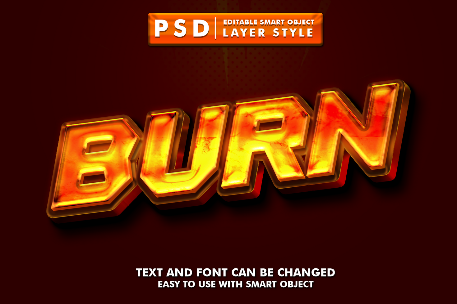 Burn Editable Text Effect psd