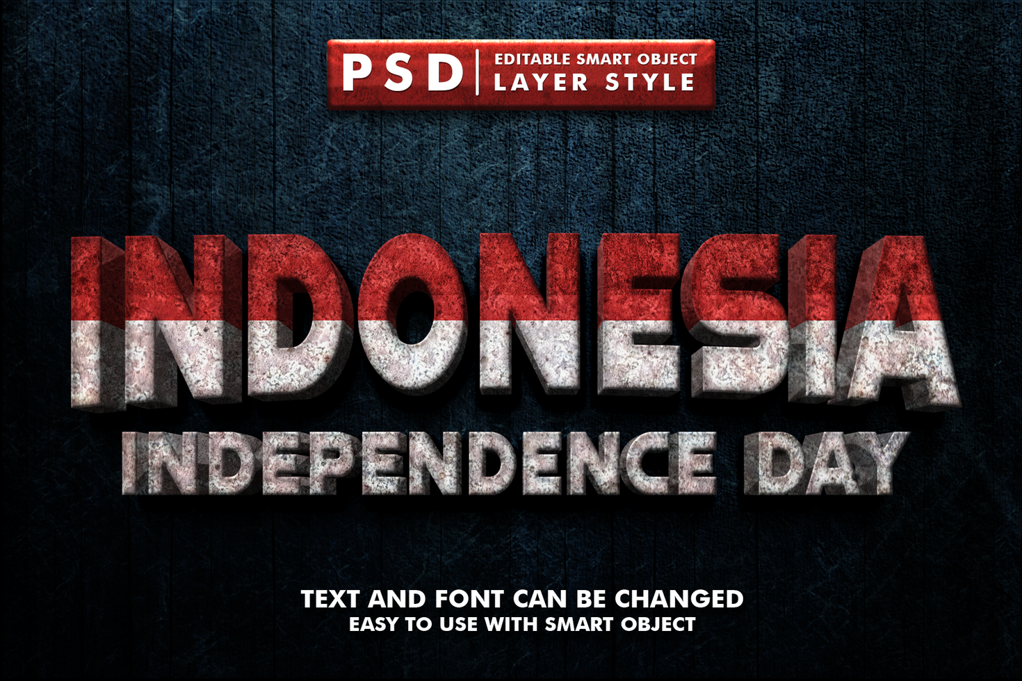 Indonesia Independence Day Editable Text Effect psd
