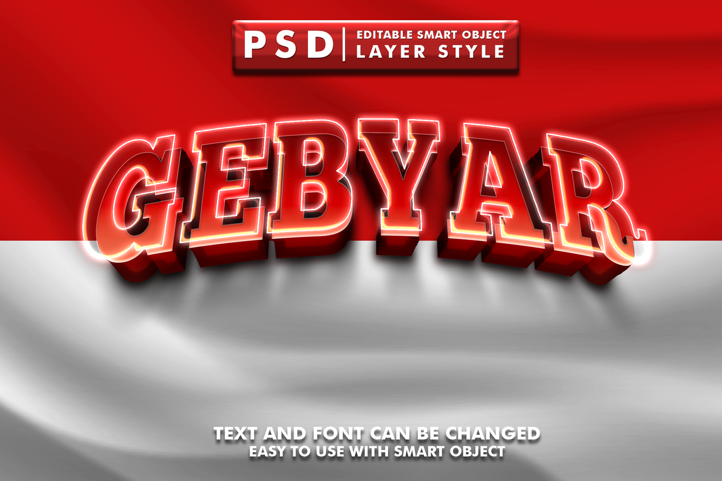 gebyar editável texto efeito psd