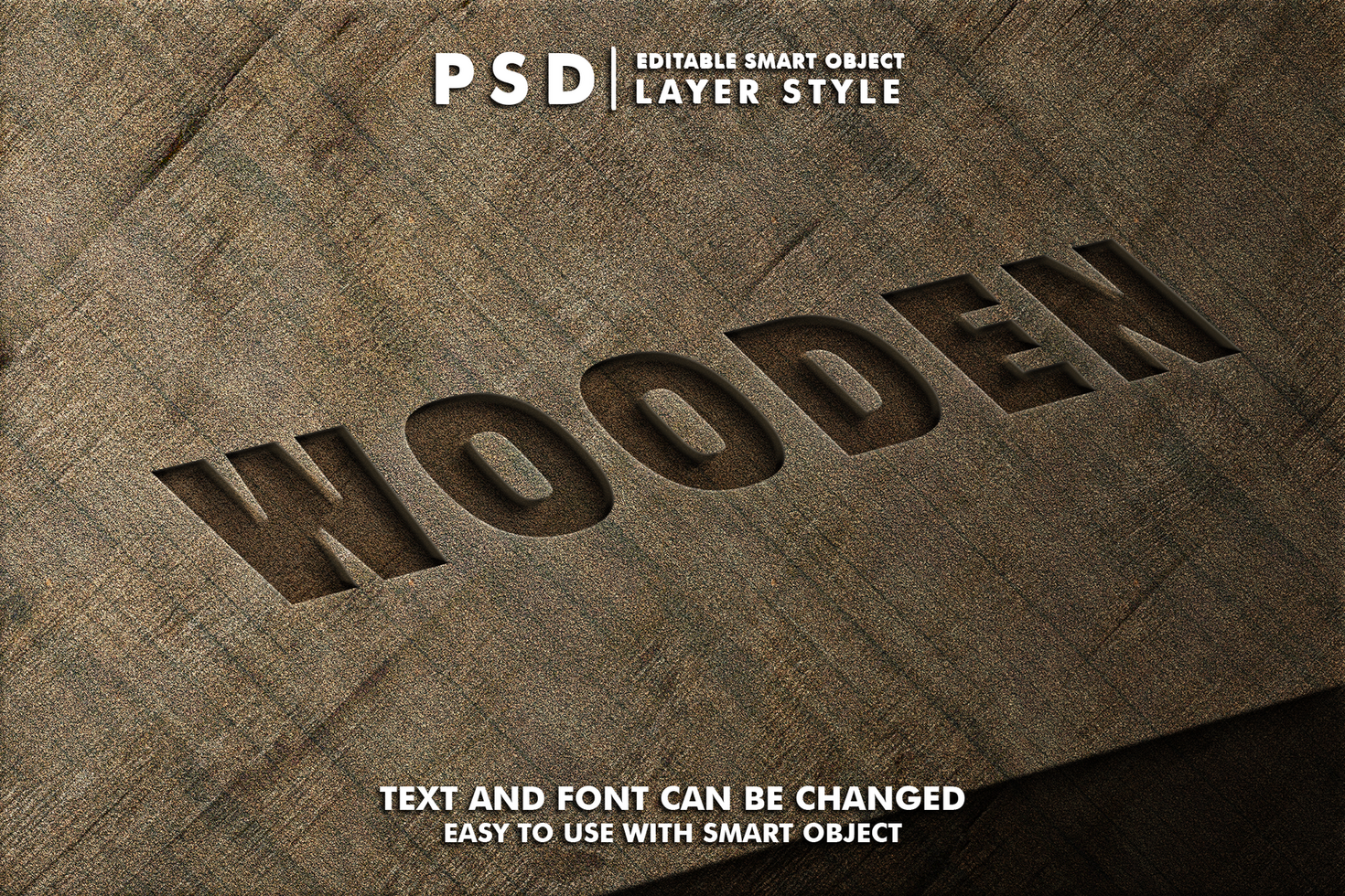 Wood 3d Realistic Psd Text effect