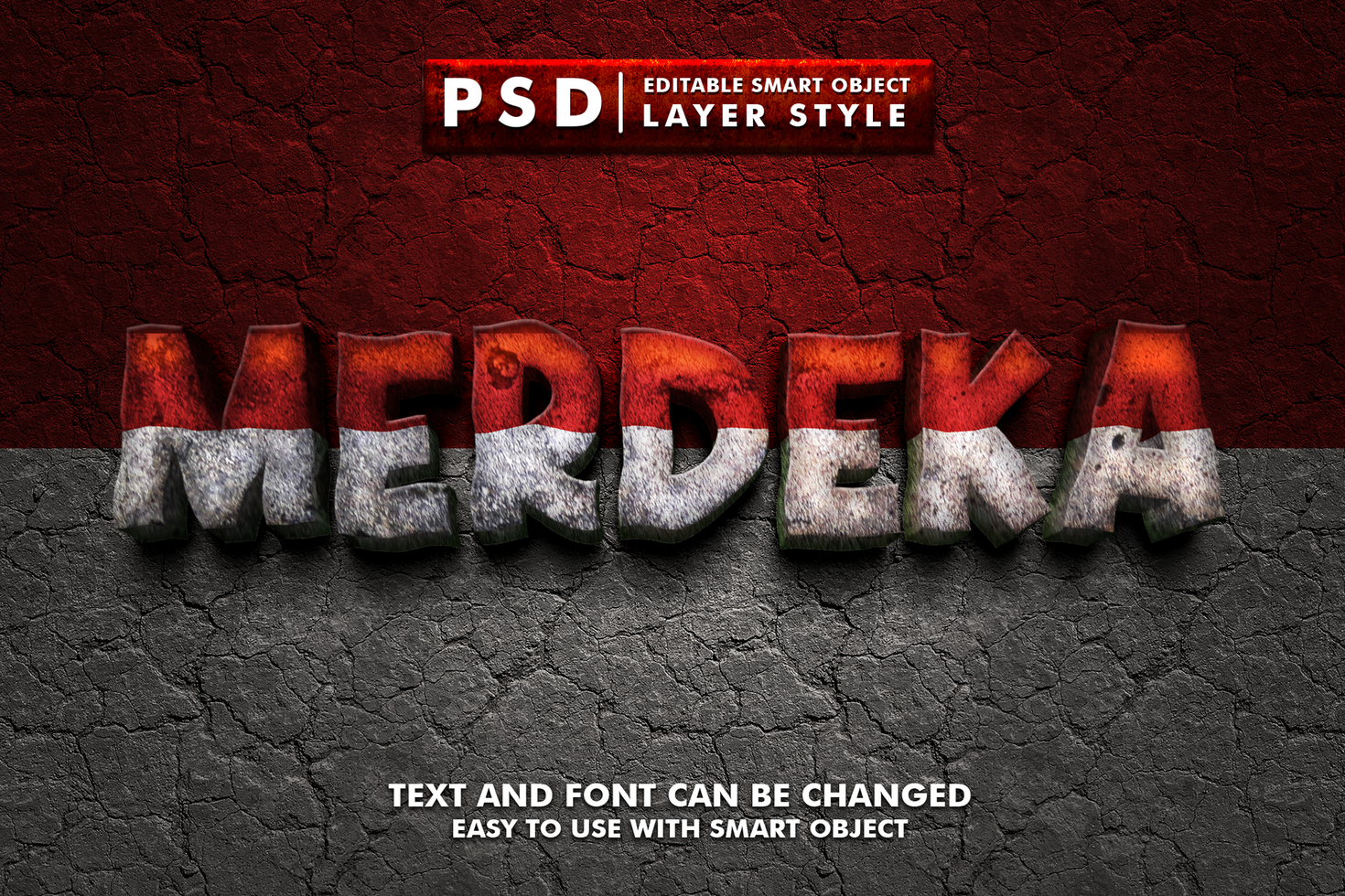 Indonesia Independence Day Editable Text Effect psd