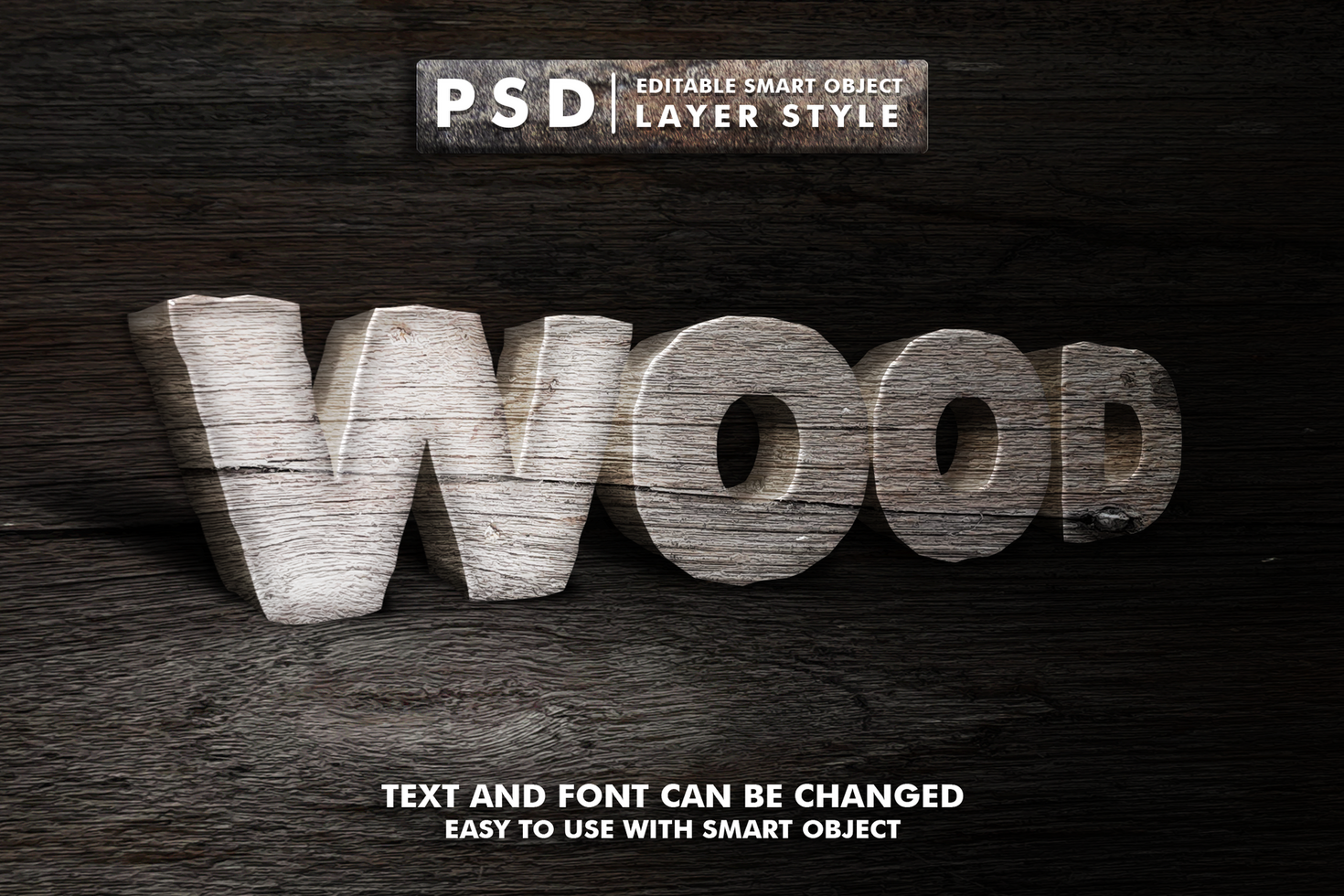 Wood Editable Text Effect psd