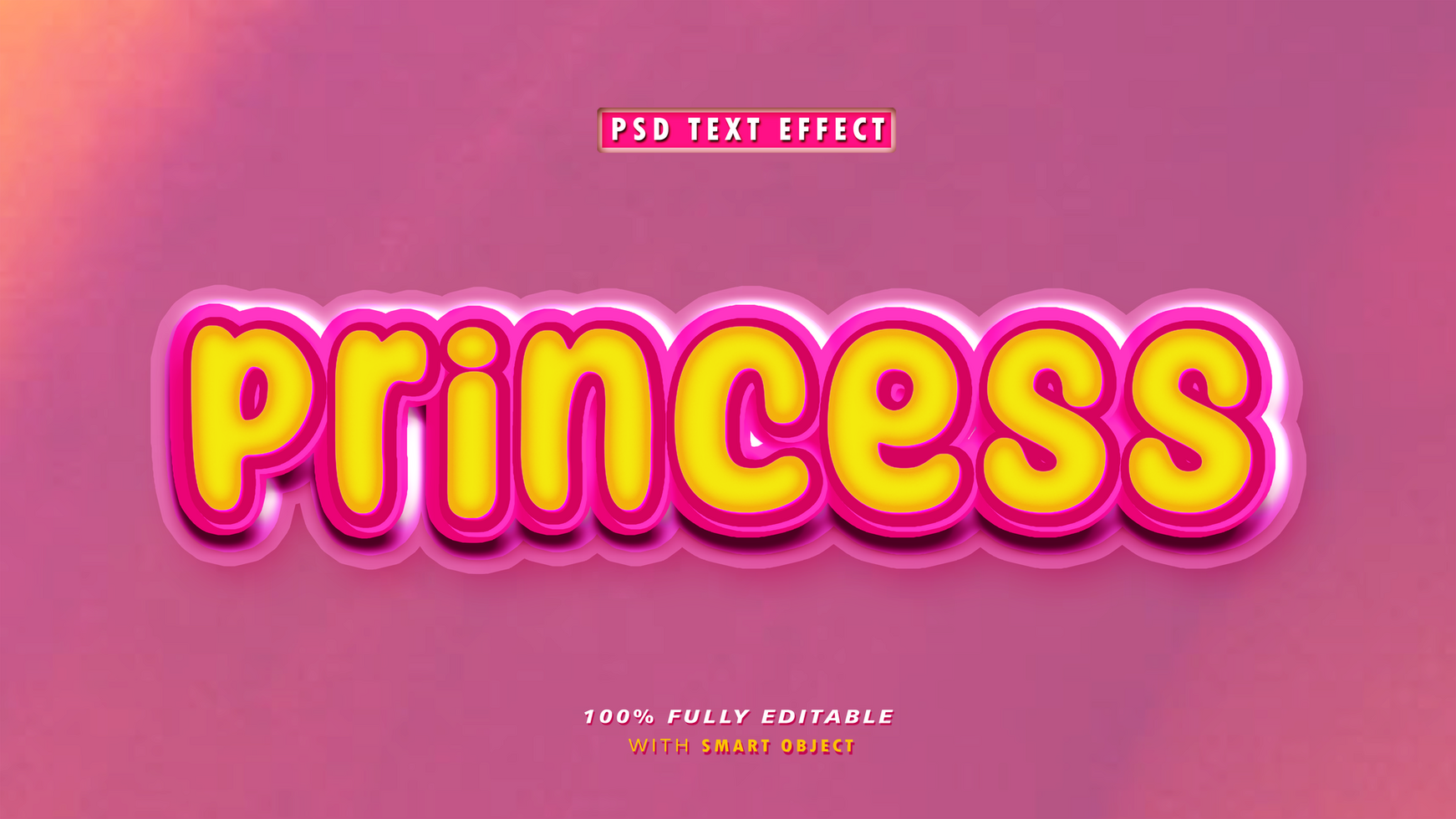 Princess 3D Editable Text Style Effect psd