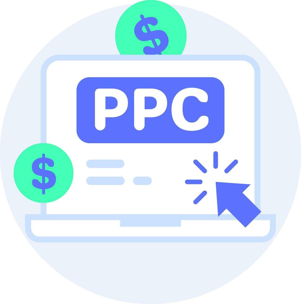 ppc pay per click modern icon clipart illustration vector