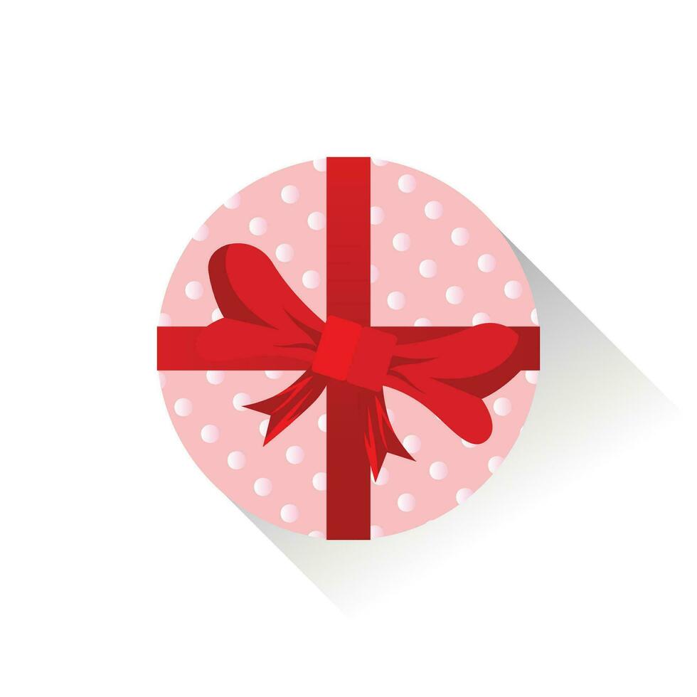 valentines gift box pink round with polkadots vector