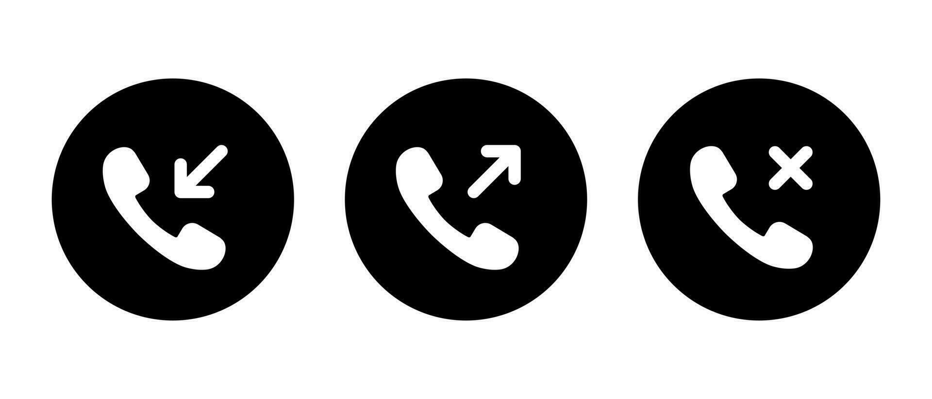 Incoming and outgoing, missed call button icon. Calling history symbol vector