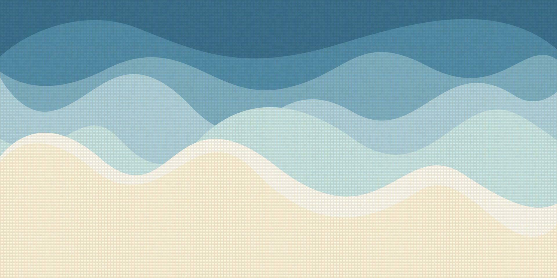 Abstract blue sea with white sand beach vector illustration. Tropical blue sea concept flat design background.