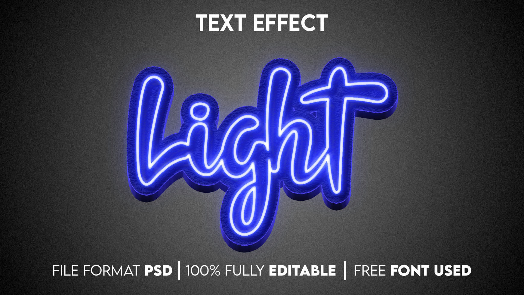 Light glow editable 3d style text effect psd