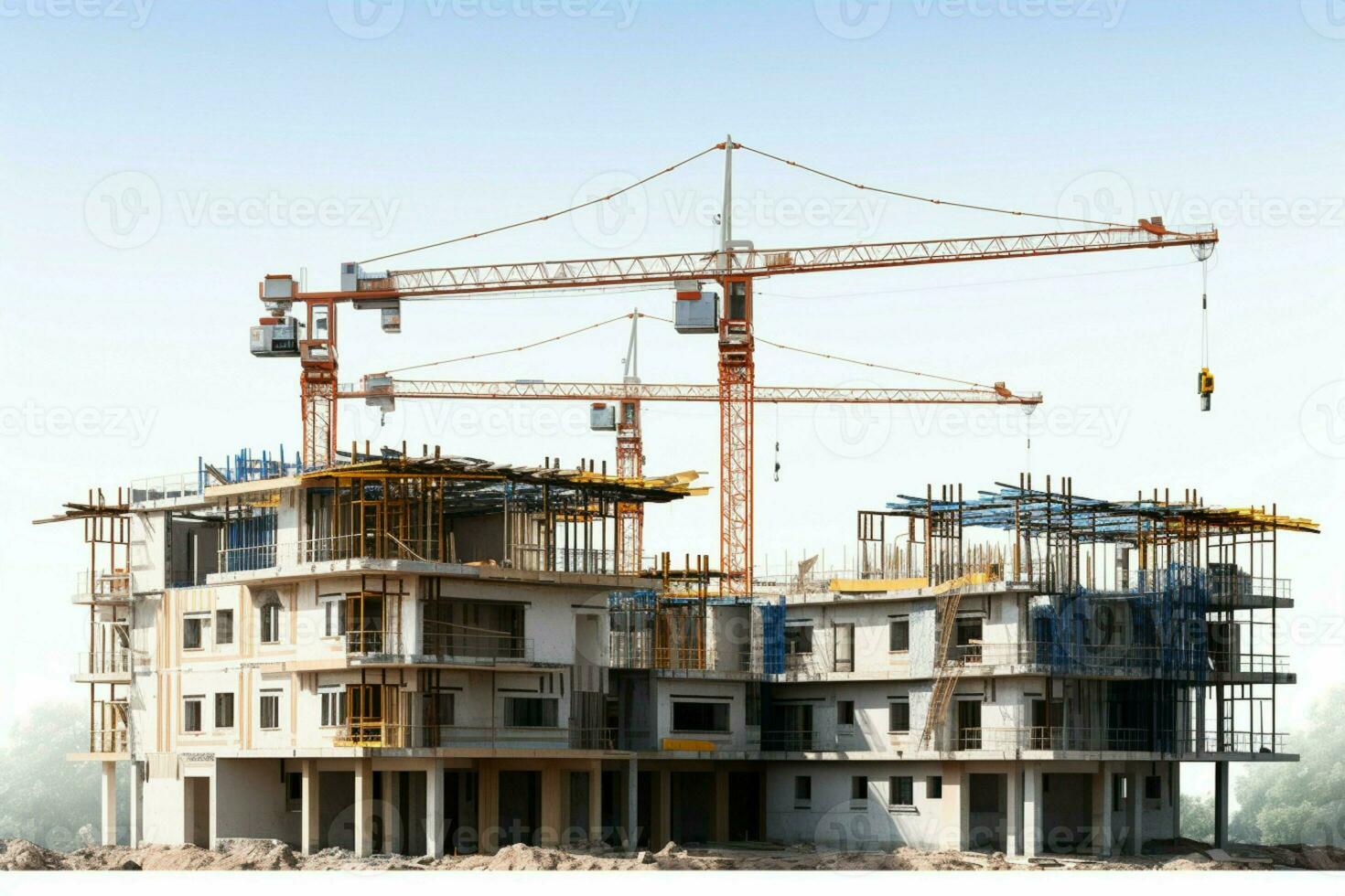 AI generated Construction in focus Building under construction isolated on a white background AI Generated photo