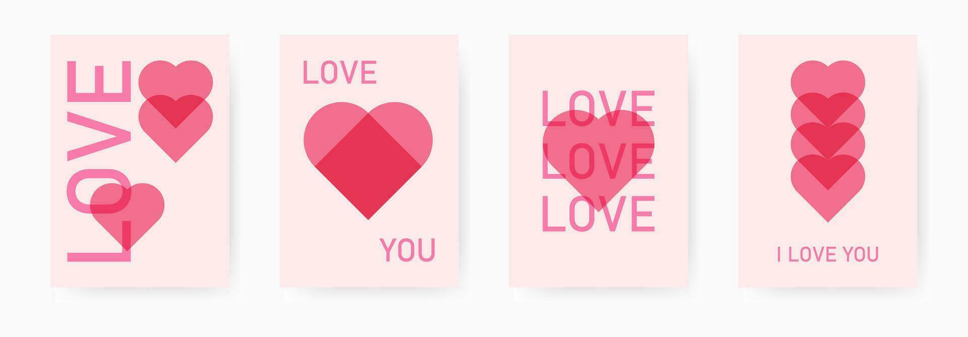 Love abstract heart shape poster template set. Minimalist vector design for flyer, banner, card, cover, poster, social media. Valentene's, Mother's, Women's day