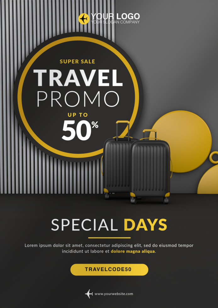 Promo travel flyer template psd