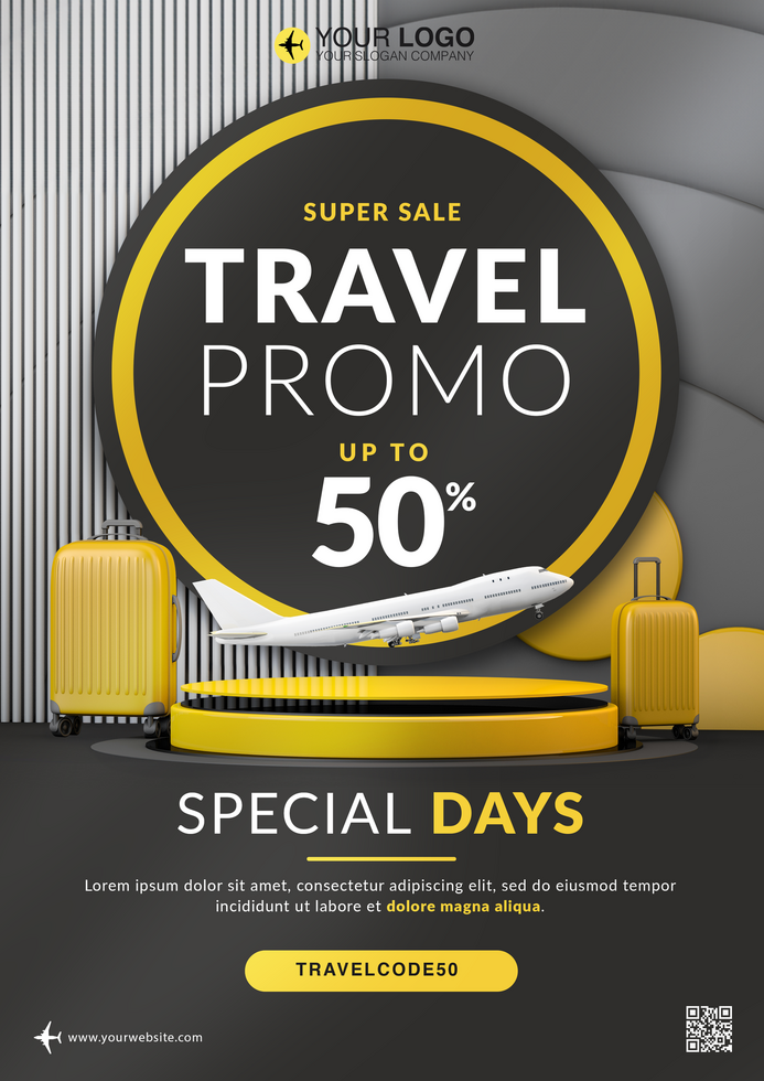 Travel promo flyer template psd