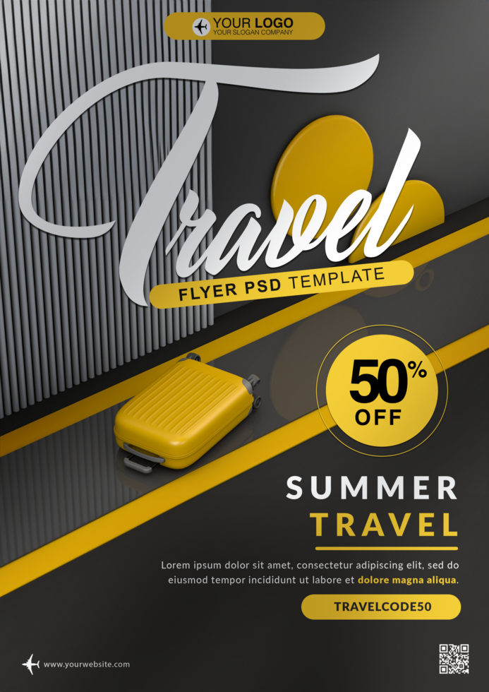 Flyer summer travel template psd