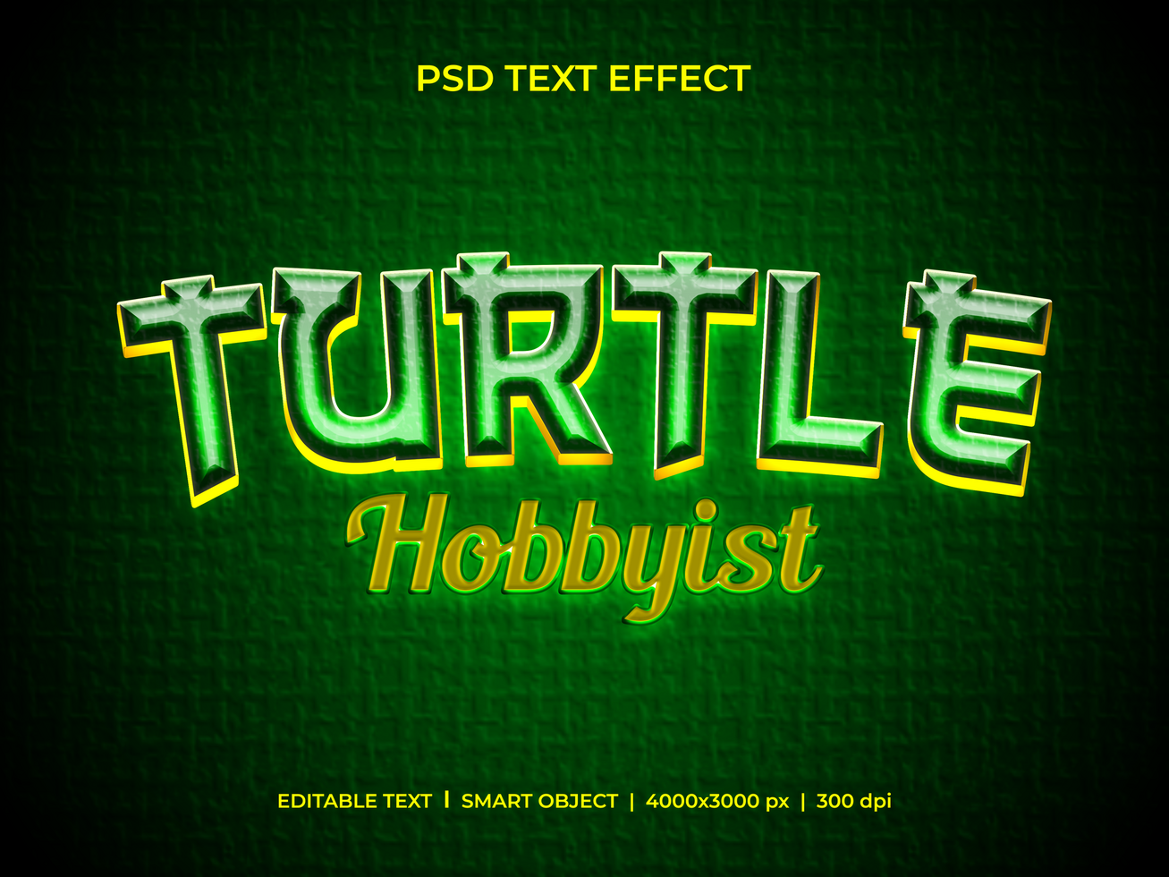 Turtle hobbyist text effect psd