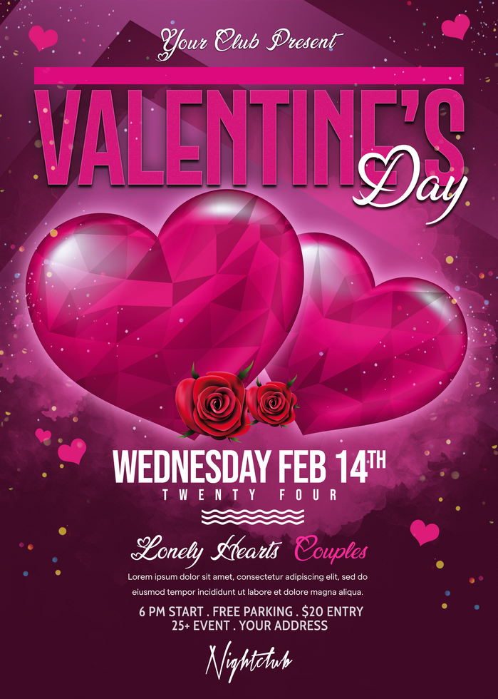 valentines day event flyer psd