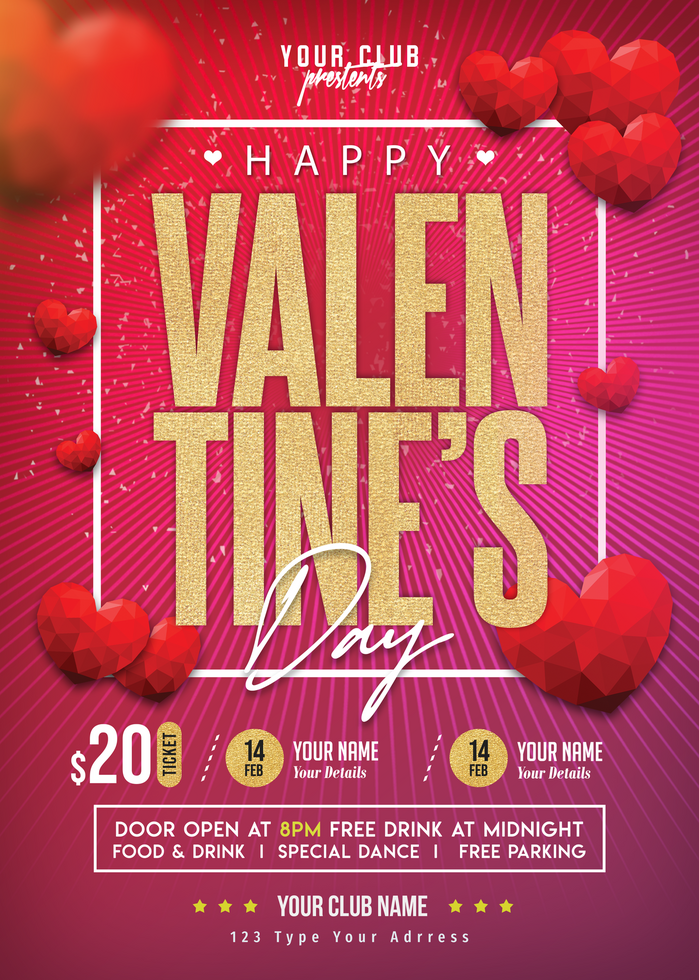 valentine day special event flyer design psd