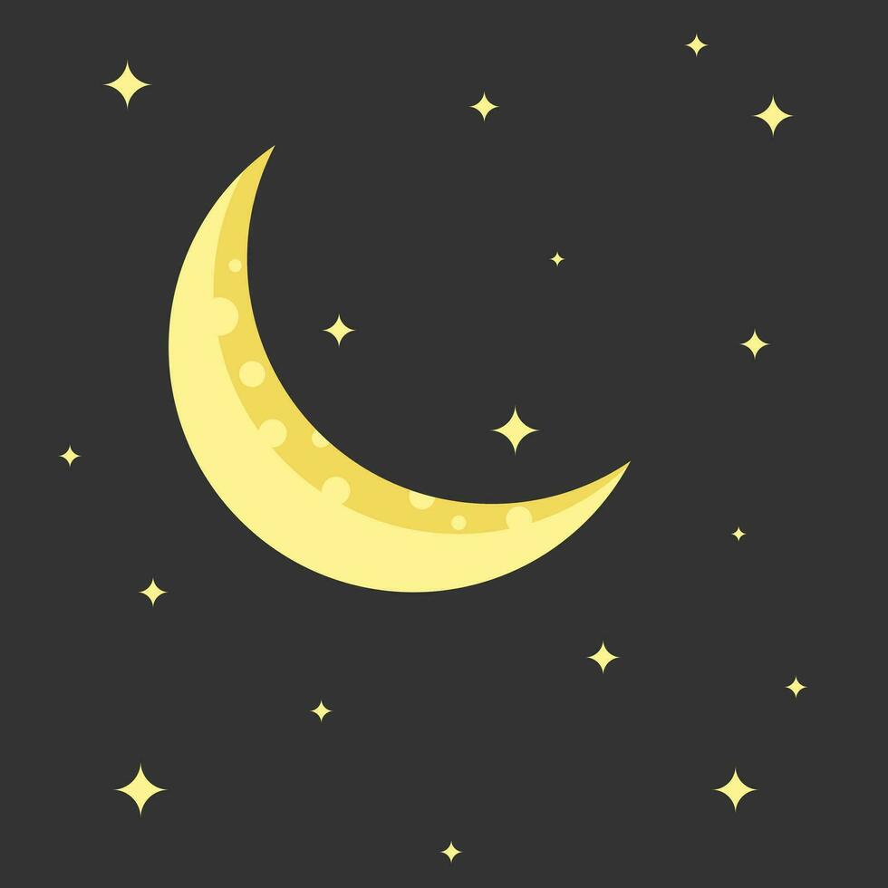 Crescent moon and stars vector